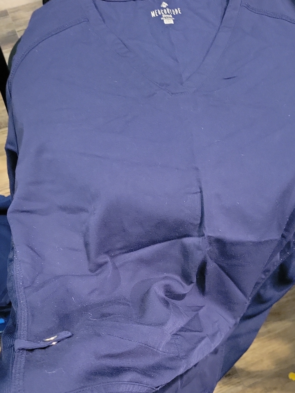 Medical Scrub Top Set 2xl Top Xl Bottom - Navy Blue V-Neck